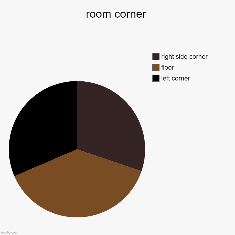 room corner | left corner, floor, right side corner | image tagged in charts,pie charts | made w/ Imgflip chart maker