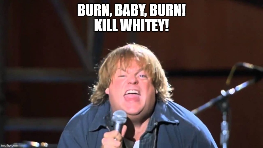 Chris Farley Black Sheep | BURN, BABY, BURN!
KILL WHITEY! | image tagged in chris farley black sheep | made w/ Imgflip meme maker