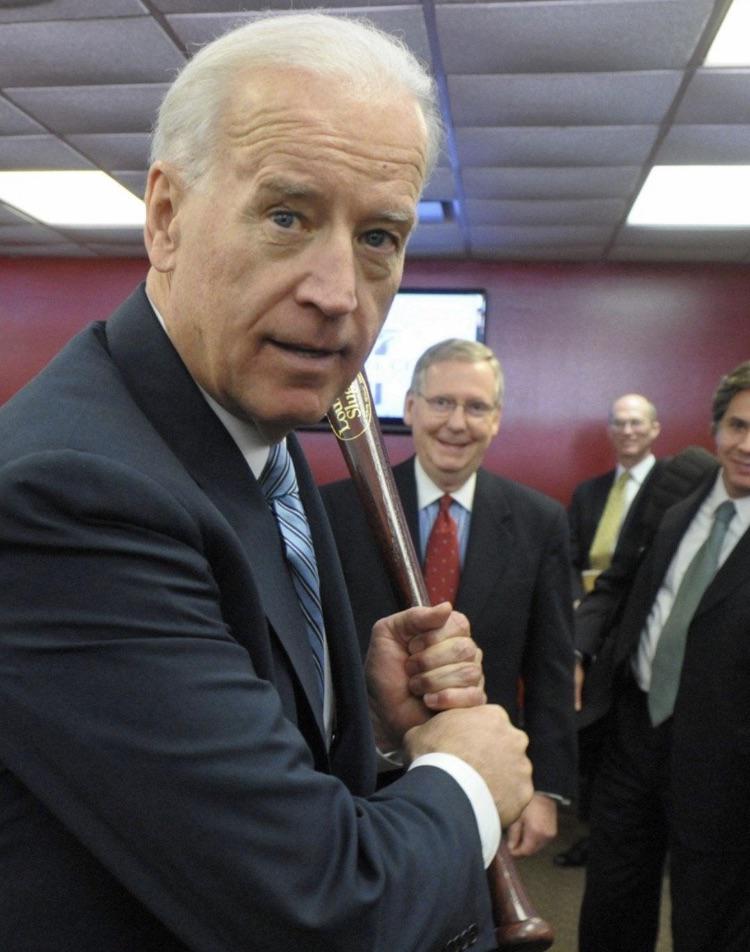 Biden with Bat Blank Meme Template