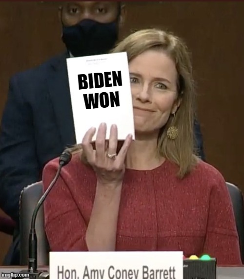 This yo girl, MAGAts? | BIDEN WON | image tagged in amy coney barrett,election 2021,biden,trump,supreme court | made w/ Imgflip meme maker