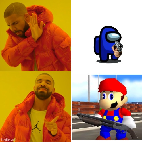 FOK DA IMPOSTOR, PRAY FOR MARIO! | image tagged in memes,drake hotline bling | made w/ Imgflip meme maker