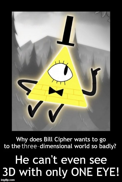The logic of Bill Cipher | image tagged in bill cipher,gravity falls,three-dimensional,world,logic,tv shows | made w/ Imgflip meme maker