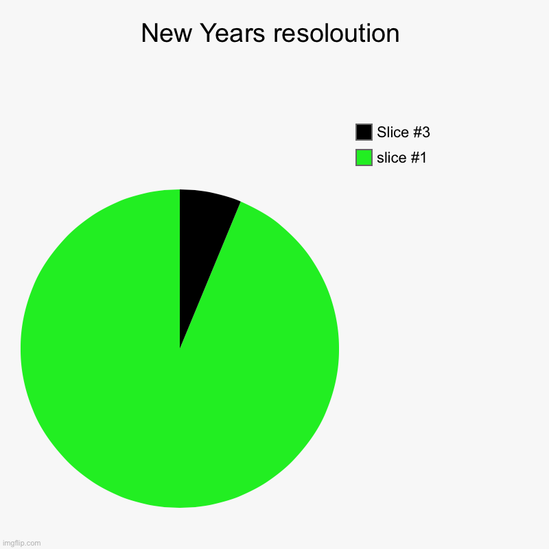 New Years resoloution |, Slice #3 | image tagged in charts,pie charts | made w/ Imgflip chart maker