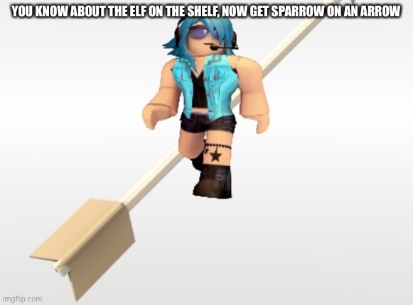 Sparrow on an arrow | YOU KNOW ABOUT THE ELF ON THE SHELF, NOW GET SPARROW ON AN ARROW | image tagged in roblox meme | made w/ Imgflip meme maker
