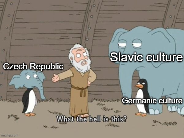 What the hell is this? | Slavic culture; Czech Republic; Germanic culture | image tagged in what the hell is this,geography,culture,europe | made w/ Imgflip meme maker