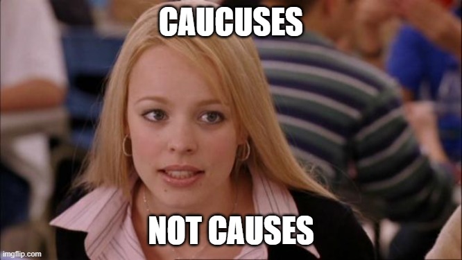 Its Not Going To Happen Meme | CAUCUSES NOT CAUSES | image tagged in memes,its not going to happen | made w/ Imgflip meme maker