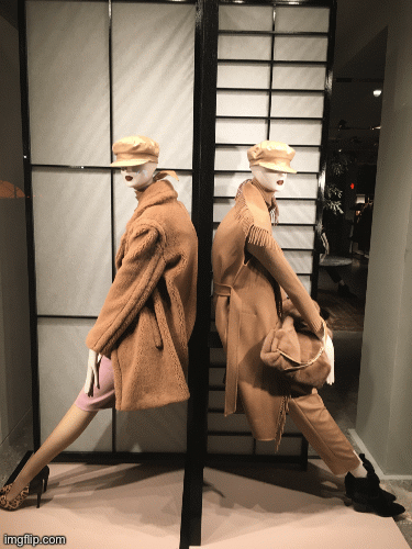 BacK to BacK | image tagged in gifs,fashion,window design,max mara,brian einersen | made w/ Imgflip images-to-gif maker