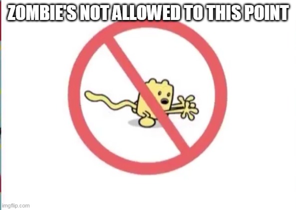 I have a sword and armor too | ZOMBIE'S NOT ALLOWED TO THIS POINT | image tagged in wubbzy can't,minecraft,wubbzy | made w/ Imgflip meme maker