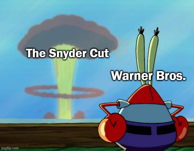 Mr. Krabs' Disaster | The Snyder Cut; Warner Bros. | image tagged in mr krabs' disaster | made w/ Imgflip meme maker