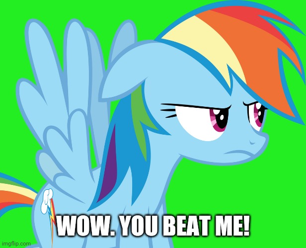 Annoyed Rainbow Dash (MLP) | WOW. YOU BEAT ME! | image tagged in annoyed rainbow dash mlp | made w/ Imgflip meme maker