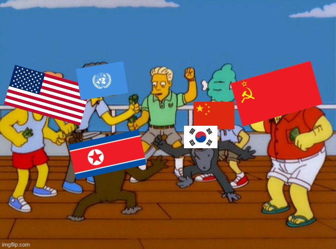 Korean War | image tagged in simpsons monkey fight | made w/ Imgflip meme maker
