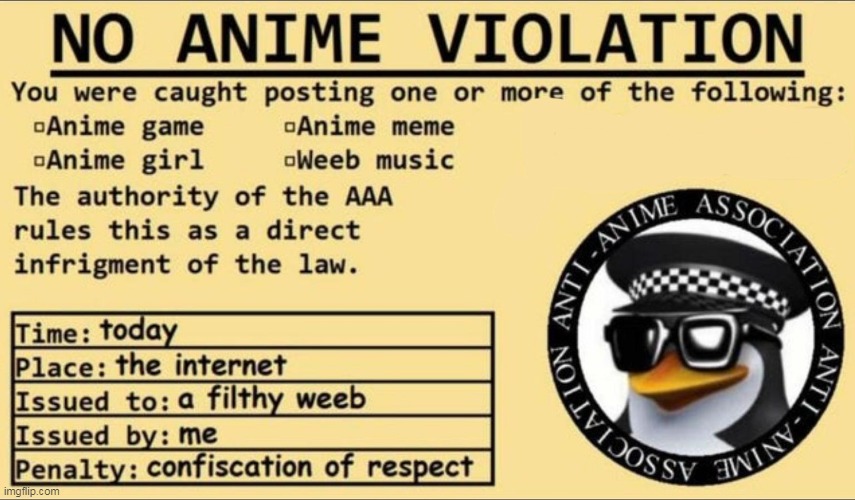 Anti Anime Association | image tagged in anti anime association | made w/ Imgflip meme maker