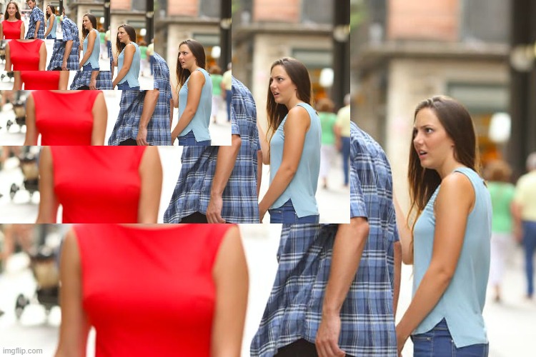 infinite tunnel of distracted boyfriend | image tagged in distracted boyfriend,memes,satisfying,infinite,tunnel | made w/ Imgflip meme maker