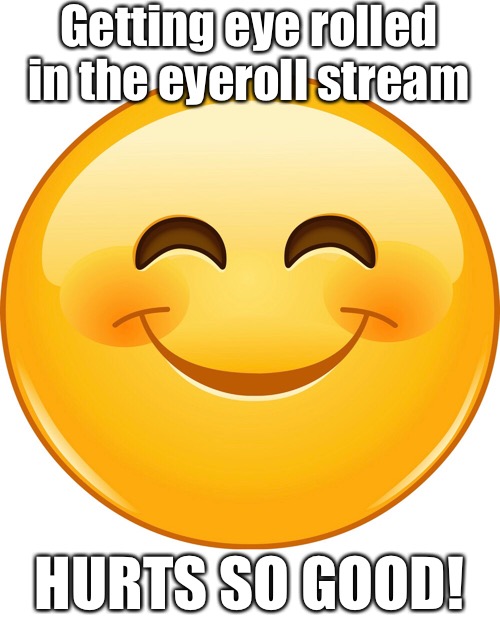 Getting eye rolled in the eyeroll stream HURTS SO GOOD! | made w/ Imgflip meme maker