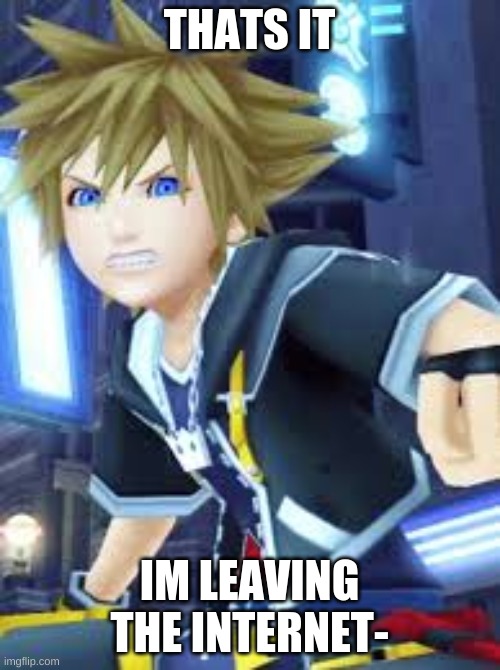 sora angry | THATS IT IM LEAVING THE INTERNET- | image tagged in sora angry | made w/ Imgflip meme maker