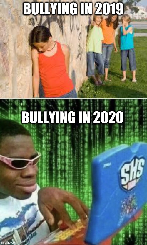 BULLYING IN 2019; BULLYING IN 2020 | image tagged in funny memes | made w/ Imgflip meme maker