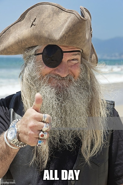 PIRATE THUMBS UP | ALL DAY | image tagged in pirate thumbs up | made w/ Imgflip meme maker