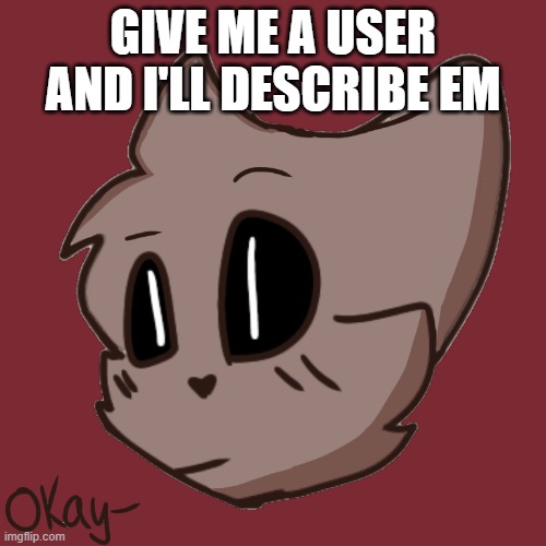 Okay- | GIVE ME A USER AND I'LL DESCRIBE EM | image tagged in okay- | made w/ Imgflip meme maker