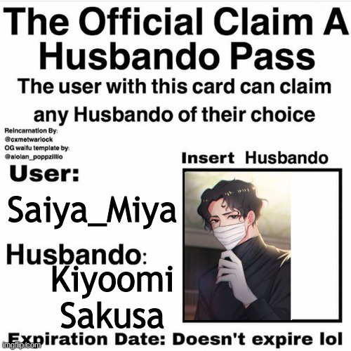 MINE YACHIII | Saiya_Miya; Kiyoomi Sakusa | made w/ Imgflip meme maker