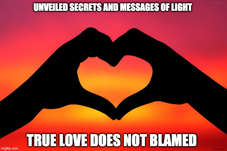 LOVE | UNVEILED SECRETS AND MESSAGES OF LIGHT; TRUE LOVE DOES NOT BLAMED | image tagged in love | made w/ Imgflip meme maker