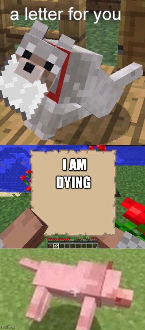 Poisoned dog | DYING; I AM | image tagged in minecraft mail,minecraft dog death | made w/ Imgflip meme maker