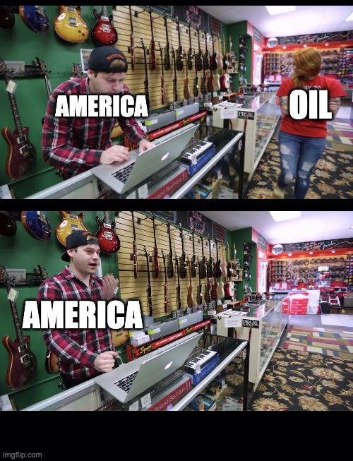 america is after oil | OIL; AMERICA; AMERICA | image tagged in black background | made w/ Imgflip meme maker