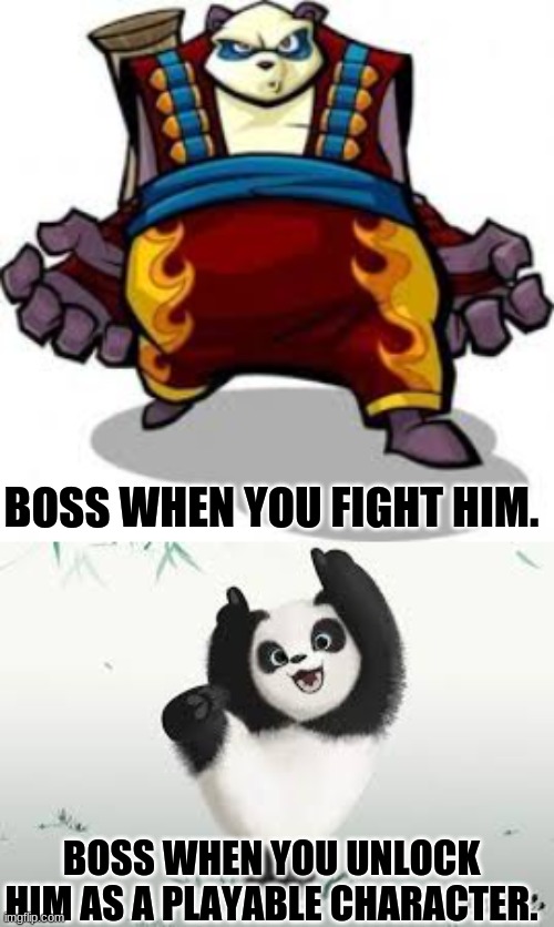 Why hasn't anyone did this yet. | BOSS WHEN YOU FIGHT HIM. BOSS WHEN YOU UNLOCK HIM AS A PLAYABLE CHARACTER. | image tagged in boss when you fight him,sly cooper | made w/ Imgflip meme maker