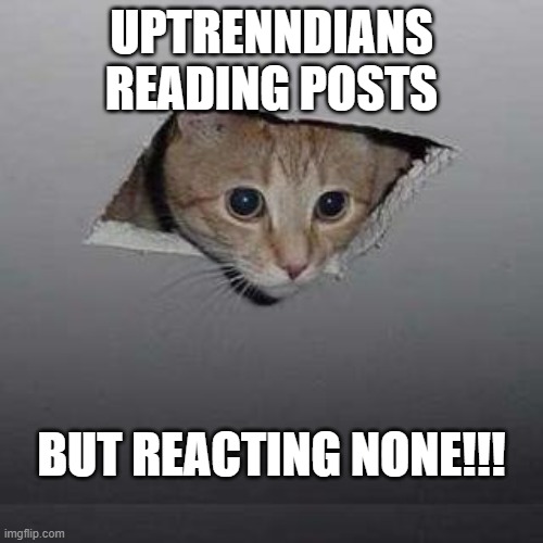 Ceiling Cat Meme | UPTRENNDIANS READING POSTS; BUT REACTING NONE!!! | image tagged in memes,ceiling cat | made w/ Imgflip meme maker
