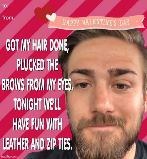 image tagged in valentine's day,valentines,cards,eyebrows,hair,lgbtq | made w/ Imgflip meme maker