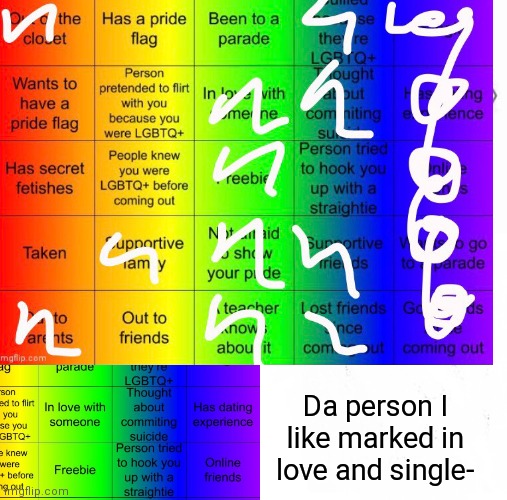 Da person I like marked in love and single- | made w/ Imgflip meme maker