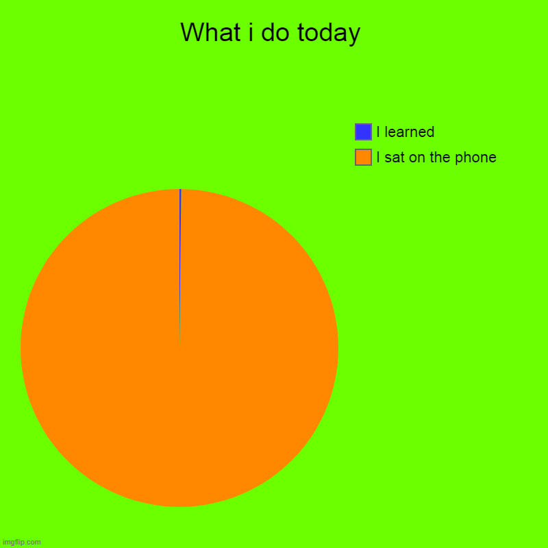 .... | What i do today | I sat on the phone, I learned | image tagged in charts,pie charts | made w/ Imgflip chart maker