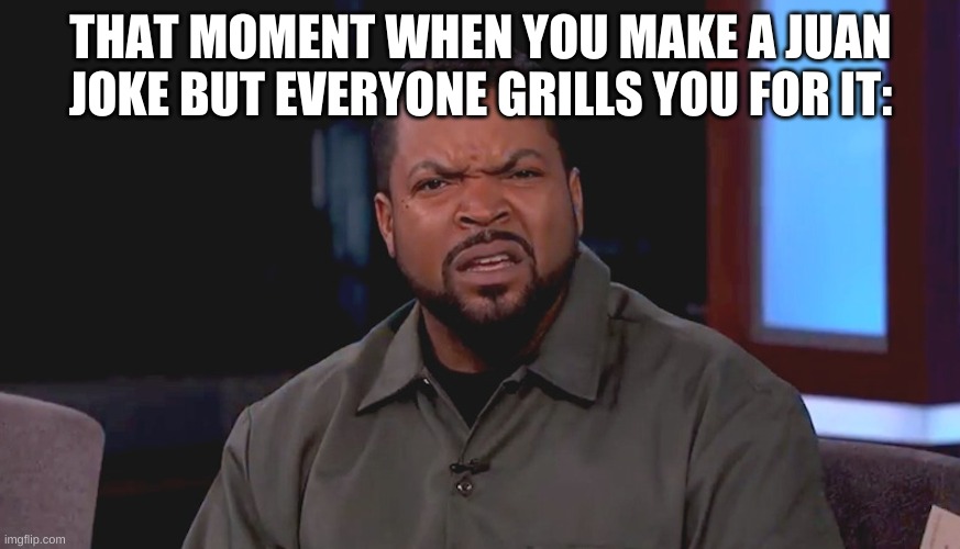 it was a joke | THAT MOMENT WHEN YOU MAKE A JUAN JOKE BUT EVERYONE GRILLS YOU FOR IT: | image tagged in memes,funny,bruh,really ice cube,juan,horse | made w/ Imgflip meme maker