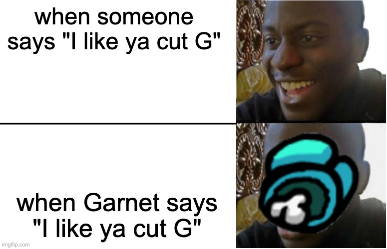 Disappointed Black Guy | when someone says "I like ya cut G"; when Garnet says "I like ya cut G" | image tagged in disappointed black guy | made w/ Imgflip meme maker