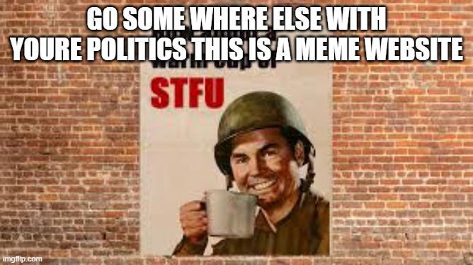GO SOME WHERE ELSE WITH YOURE POLITICS THIS IS A MEME WEBSITE | made w/ Imgflip meme maker