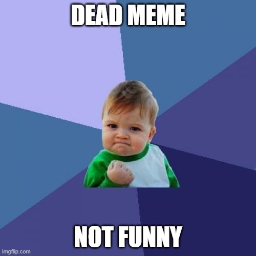 dead meme | DEAD MEME; NOT FUNNY | image tagged in memes,success kid | made w/ Imgflip meme maker