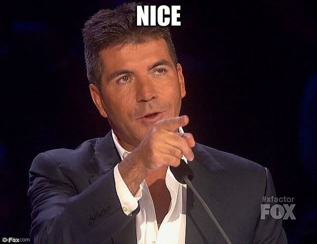 Simon cowell | NICE | image tagged in simon cowell | made w/ Imgflip meme maker