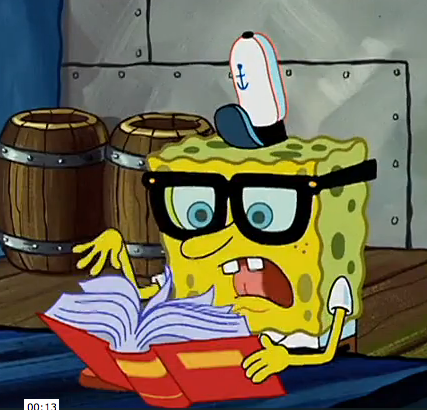 High Quality Spongebob looking at book Blank Meme Template