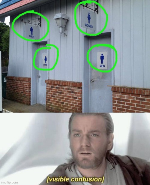 Which bathroom is which? | image tagged in visible confusion,funny,memes,wtf,fails,you had one job just the one | made w/ Imgflip meme maker