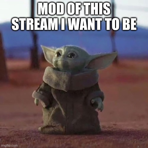 Baby Yoda | MOD OF THIS STREAM I WANT TO BE | image tagged in baby yoda | made w/ Imgflip meme maker