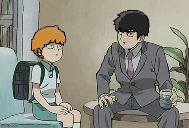 image tagged in mp100,blursed,recolor,hair swap | made w/ Imgflip meme maker