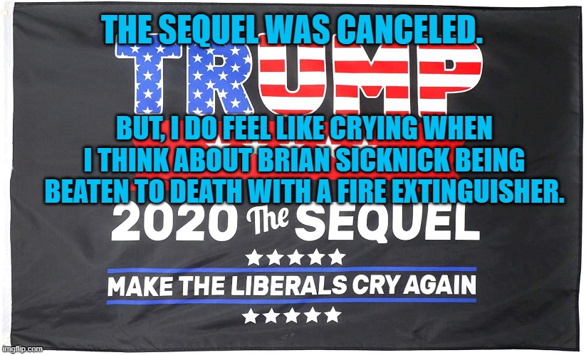 Blue Lives Matter.  Even When They Block Trump's Rioters. | THE SEQUEL WAS CANCELED. BUT, I DO FEEL LIKE CRYING WHEN I THINK ABOUT BRIAN SICKNICK BEING BEATEN TO DEATH WITH A FIRE EXTINGUISHER. | image tagged in politics | made w/ Imgflip meme maker