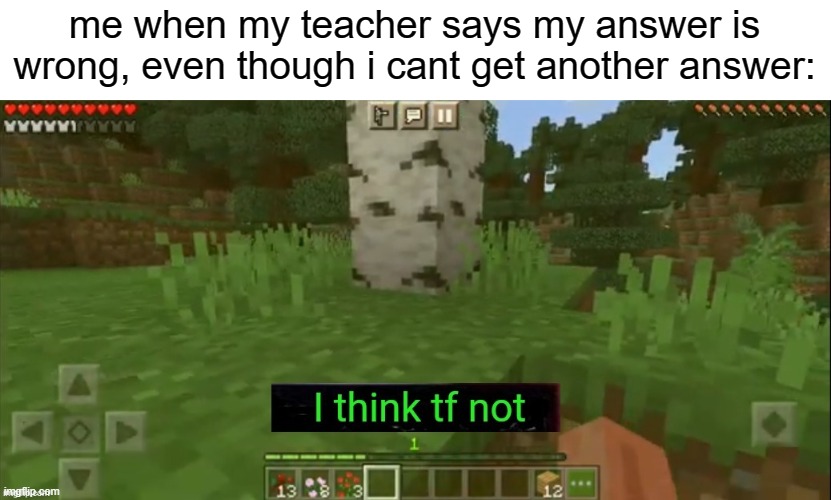 I THINK NOT | me when my teacher says my answer is wrong, even though i cant get another answer: | image tagged in i think not | made w/ Imgflip meme maker