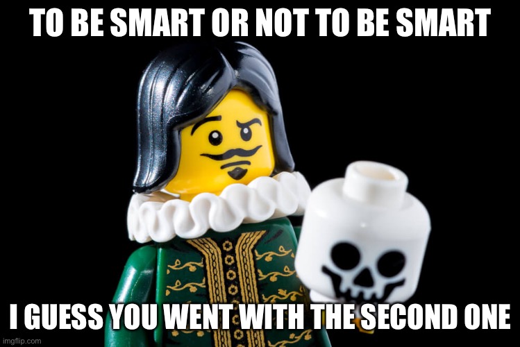 To Be or Not To Be | TO BE SMART OR NOT TO BE SMART I GUESS YOU WENT WITH THE SECOND ONE | image tagged in to be or not to be | made w/ Imgflip meme maker