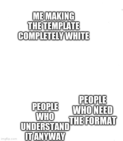 Do you understand it? | ME MAKING THE TEMPLATE COMPLETELY WHITE; PEOPLE WHO UNDERSTAND IT ANYWAY; PEOPLE WHO NEED THE FORMAT | image tagged in memes | made w/ Imgflip meme maker