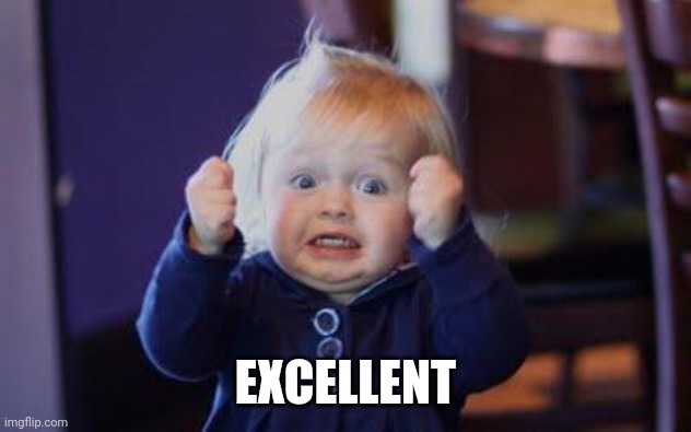 excited kid | EXCELLENT | image tagged in excited kid | made w/ Imgflip meme maker