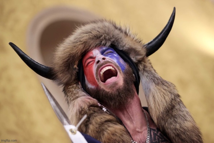 Horned Guy Protestor Scream | image tagged in horned guy protestor scream | made w/ Imgflip meme maker