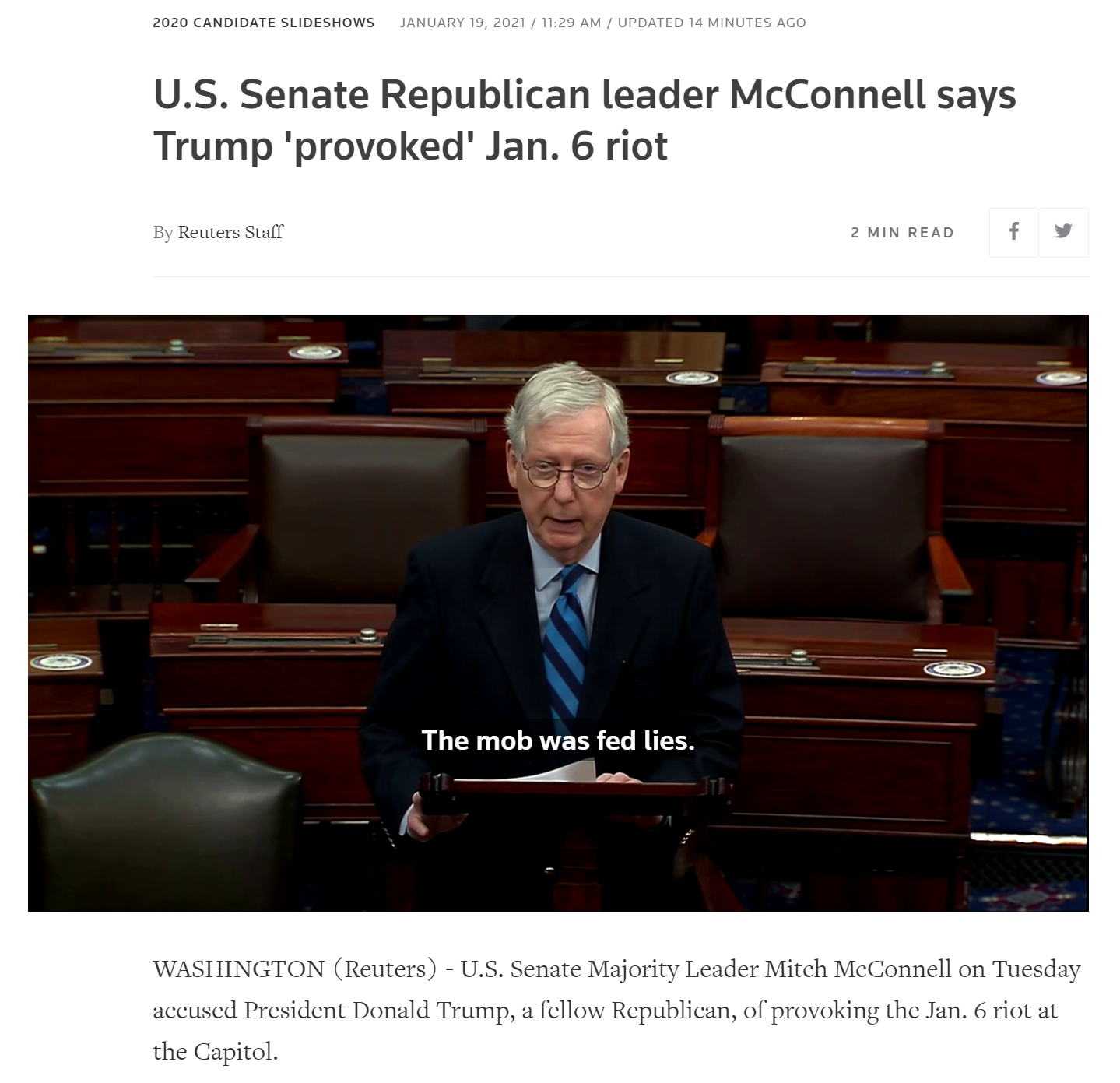 Mitch McConnell the mob was fed lies Blank Meme Template