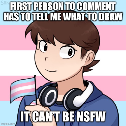 FIRST PERSON TO COMMENT HAS TO TELL ME WHAT TO DRAW; IT CAN’T BE NSFW | image tagged in darmug's trans picrew | made w/ Imgflip meme maker
