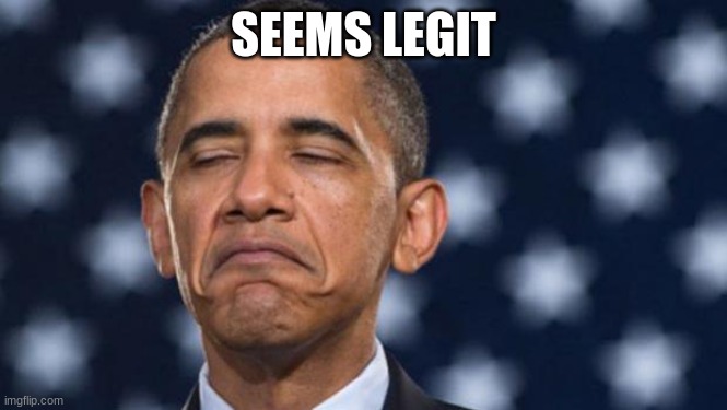 "Seems Legit" Obama | SEEMS LEGIT | image tagged in seems legit obama | made w/ Imgflip meme maker
