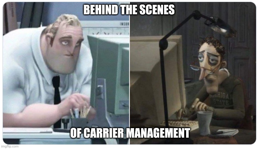 Behind the scenes of carrier management ed | BEHIND THE SCENES; OF CARRIER MANAGEMENT | image tagged in mr incredible x coraline dad,elite dangerous,video games,management,funny | made w/ Imgflip meme maker